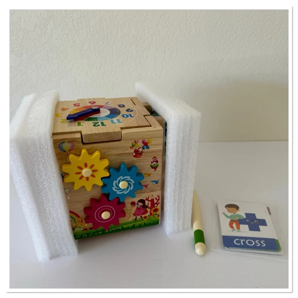 Wooden Activity Cube For Kids 18+Months Learning Toy